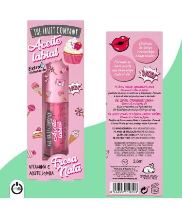 The Fruit Company NATA Strawberry Lip Oil Extra Hydrating Formula 3.6ml Jojoba Oil Vitamin E All Day Protection Vegan Formula Cruelty Free - Buy Online on GoSupps.com