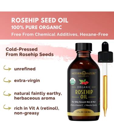 Organic Cold Pressed Rosehip Seed Oil - Natural Anti-Aging Moisturizer for Face, Hair & Skin - 4 oz - Buy Online on GoSupps.com