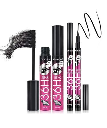 Benuomi 4D Silk Fiber Lash Mascara & Waterproof Eyeliner Set - Long Lasting, Thickening, Lengthening Formula - 2pcs Makeup Kit for Durable Waterproof Eyes - 2 IN 1-B - Buy Online on GoSupps.com