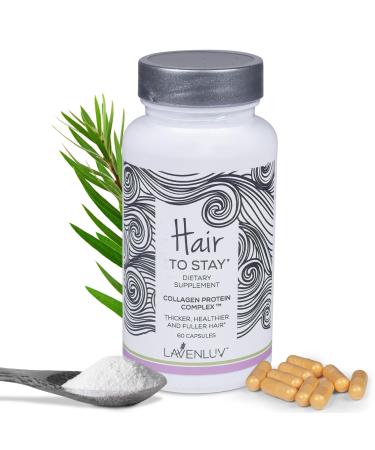 Hair to Stay - 60 Growth Pills - Collagen Peptides Capsules - Lavenluv - Thicker - Supplement - Biotin Vitamins - Growth - Loss Thinning