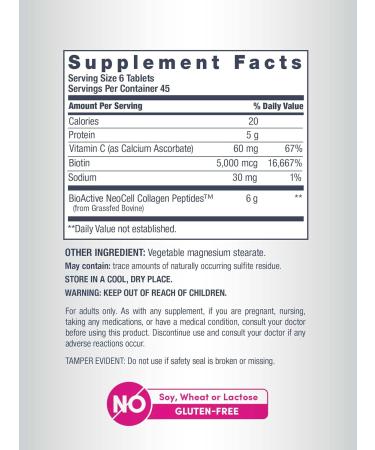 NeoCell Super Collagen + Vitamin C & Biotin 270 Tablets - Hair, Skin, Nail Support Dietary Supplement - Buy Online on GoSupps.com