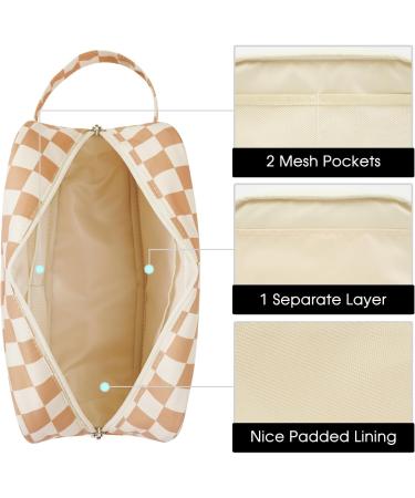 Travel Toiletry Wash Bag - Dopp Kit Shaving Bag for Men and Women - Toiletries Accessories - Light Brown - Buy Online on GoSupps.com