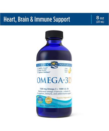 Nordic Naturals Omega-3D Lemon 8 fl oz - Pure Omega-3 Supplement for Heart & Brain Health - Buy Online on GoSupps.com