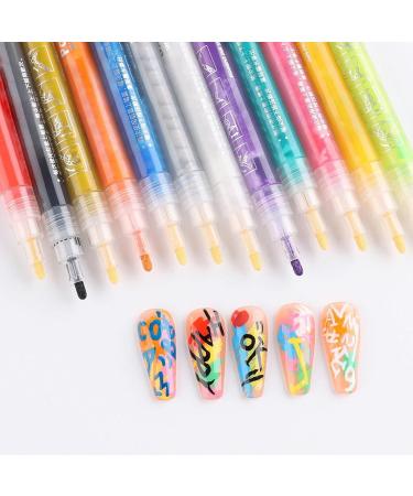 Nail Drawing Pennn - 12 Coloured 3D Nail Art Pens Quick Drying Nail Art Liners | Nail Drawing Pen Set Detailed Manicure Pens with Fine Tip for - Buy Online on GoSupps.com