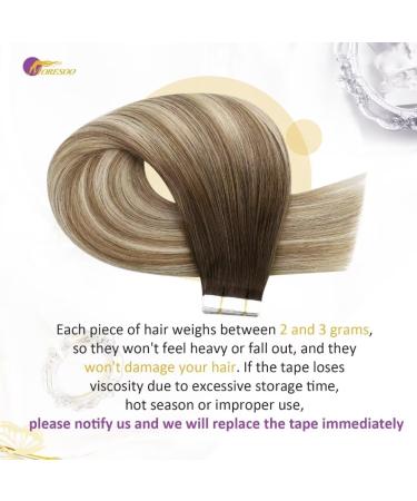 Moresoo Real Hair Extensions Tape-In | Blonde to Dark Brown Ombre | 55 cm Invisible Tape Extensions | 25g Quality Hair - Buy Online on GoSupps.com