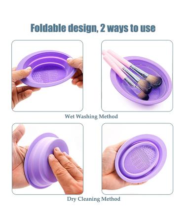 Silicone Makeup Brush Cleaning Mat - Foldable Brush Cleaner Pad for Makeup Sponge, Powder Puff - Purple - Buy Online on GoSupps.com