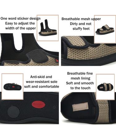 Gaoxiao Women's Diabetic Sandals - Open Toe Velcro Extra Wide Orthopedic Slippers for Swollen Feet - Comfy & Breathable Elderly Shoes in Black (Size 36) - Buy Online on GoSupps.com