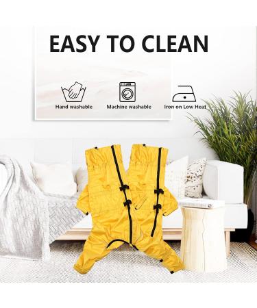 Minezi High Collar Waterproof Raincoat Set for Dogs - Reflective Strips & Zippers - Medium Yellow (Back Long: 37-40cm) - Ideal for All Breeds - Buy Online on GoSupps.com