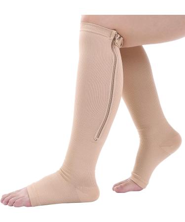 Dekaim Compression Socks for Sports - XXL Skin Color Relief Socks with Zipper | Ultimate Calf Support & Skin Protection - Buy Online on GoSupps.com