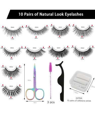 Leezead 10 Pairs Reusable Natural Look False Eyelashes Pack - Handmade 3D Volume Faux Mink Lashes with Tools for Women - Buy Online on GoSupps.com