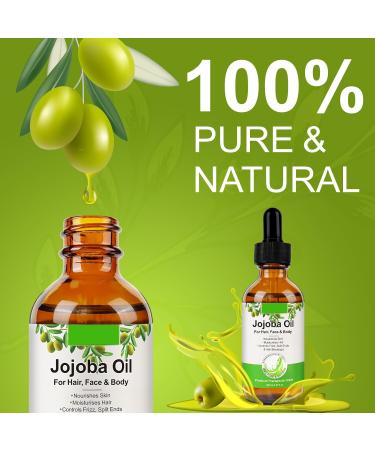 AIQIUSHA Organic Jojoba Oil 60ML - 100% Pure Cold Pressed Carrier Oil for Skin Hair Growth Frizz Control & DIY Beauty - Buy Online on GoSupps.com
