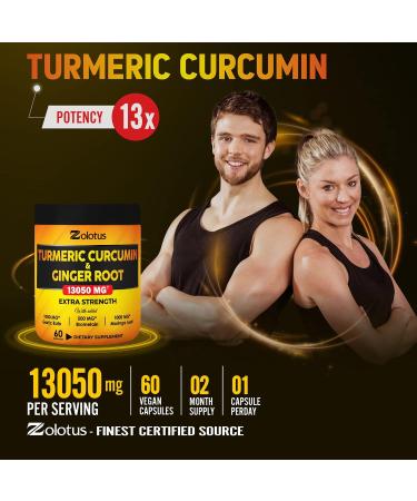 6-in-1 Turmeric Curcumin with Ginger Capsules - 13050mg Equivalent, Joint Support, Anti-Inflammatory, 60 Count - Buy Online on GoSupps.com