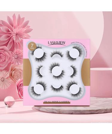 LASHVIEW 7 Pairs Fake Eyelashes, Handmade 3D Natural Layered Effect, Reusable False Eyelashes for Makeup - CG01-7 - Buy Online on GoSupps.com