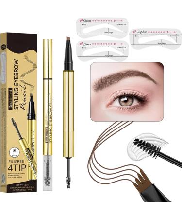  Generisch Women's Eyebrow Pencils | 4-Pin Double-Sided Gel Pen | Long-Lasting Cosmetics for Women Girls Everyday Use Travel Work Sports Commute - Buy Online on GoSupps.com