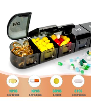 7-Day Pill Organizer Box - Moisture-Resistant Tablet Case with 7 Compartments for Travel & Home - Black - Buy Online on GoSupps.com