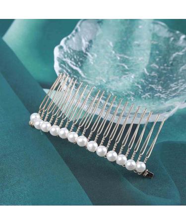 Dervivea French Pearl Hair Comb Pin Bridal Pearl Hair Combs Vintage Pearl Side Comb Hair Piece Weddings Pearl Hair Comb Decorative Hair Accessories for Women and Girls Headdress (A) - Buy Online on GoSupps.com