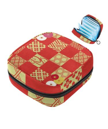 Retro abstract women's binding-up bag large menstrual cup cylinder pocket with zip periodic inserts bags panty liners tampons for girls and women multi-colored 09