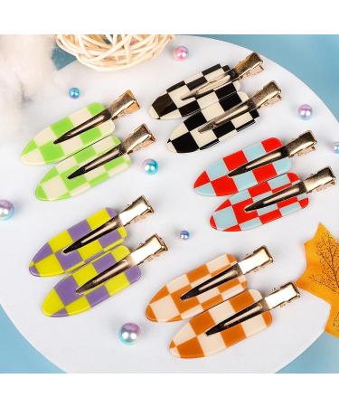 Magicsky 10PCS No Bend Hair Clips - Acrylic Resin Flat Styling Clip for Women - Checkerboard Checker White Black - Buy Online on GoSupps.com