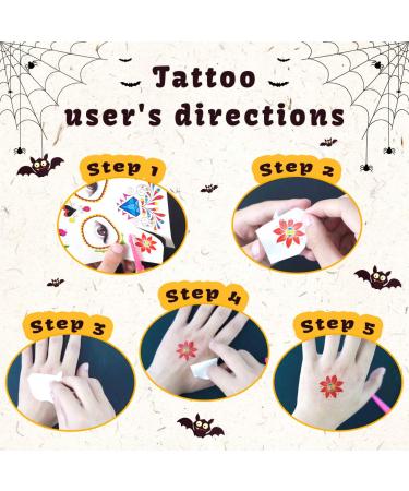Halloween 3 Otters Temporary Face Tattoos - 19PCS Sugar Skull, Day of the Dead, and Skeleton Face Stickers for Party Favor Supplies - Buy Online on GoSupps.com