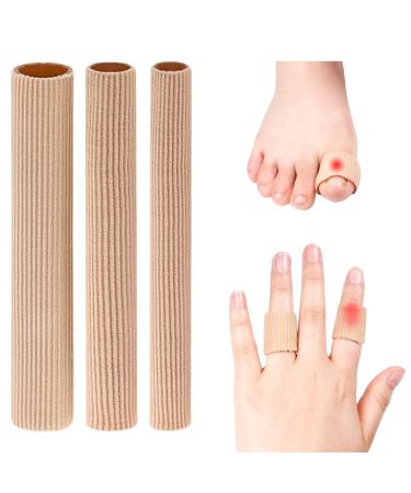 Toe Cushion 3 Pieces Tubes Sleeves 5.9 Inches Toe Protector for Cushions Corns Blisters Calluses Cut-Table Breathable Fiber Silicone Toe Tube Finger and Toe (S M L)