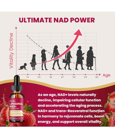 Liposomal NAD Supplement - 1200mg NAD+ Liquid Drops for Women & Men with Resveratrol, Black Pepper Extract - Support Anti-Aging, Brain & Cellular Mitochondrial Health - 2 Fl Oz, Strawberry Flavor Strawberry 2 Fl Oz (Pack of  - Buy Online on GoSupps.com