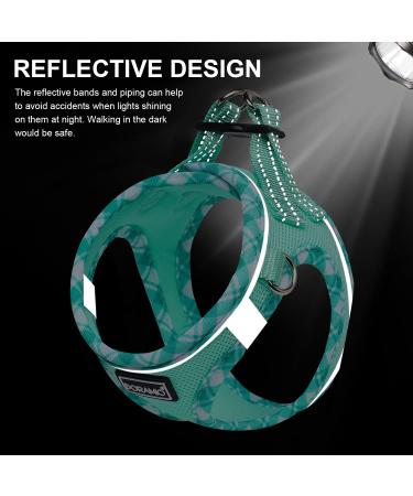 Doramio Reflective Dog Harness for Small Dogs & Cats - Breathable Step-In Design with Leash - XS Light Green - Buy Online on GoSupps.com