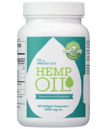 Manitoba Harvest Hemp Oil Essential Fatty Acid Supplement 1000 mg. - 60 Capsules 2 pack