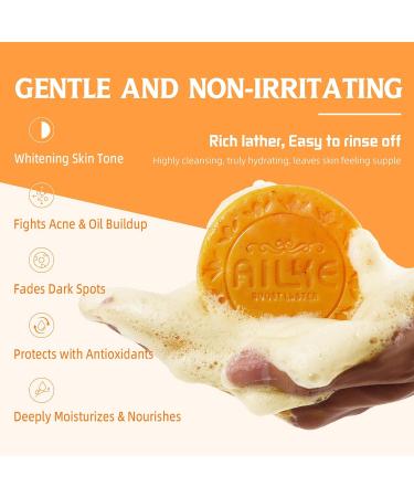 AILKE BOOST LUSTER AILKE Power Whitening Turmeric & Papaya Soap Bar Gentle Clean Skin Reduce Dark Spots Acne Unclogs Pores for Face Body and All Skin Types 200g Pack of 5 - Buy Online on GoSupps.com