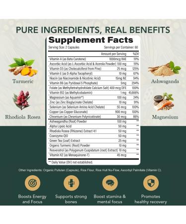 Men & Women s Multivitamin Bundle Daily Methylated Vitamins with Clean Organic Ingredients Energy Vitality & Immune Support 120 & 30 Capsules Natural Wellness for Adults - Buy Online on GoSupps.com