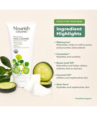 Nourish Organic Face Cleanser + Face Lotion Set Lightweight Moisturizing Formulas with Hydrating Aloe Vera and Replenishing Botanicals - Buy Online on GoSupps.com