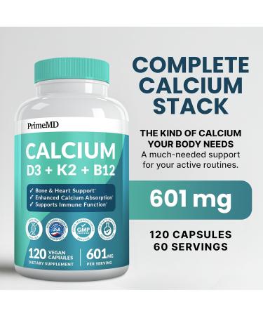 4-in-1 Calcium 600mg + Vitamin D3 K2 B12 | Heart, Bone & Immune Support | Women & Men Calcium Supplement (120 Count) - Buy Online on GoSupps.com
