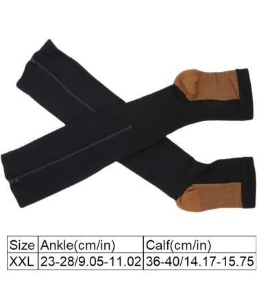 Compression Stockings with Zipper for Men & Women - Knee-High Open Toe Medium-Caliber Steady Support for Varicose Veins (XXL) - Buy Online on GoSupps.com