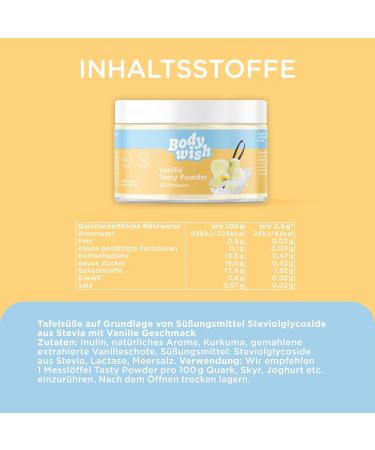 Bodywish Vanilla Tasty Powder - Low-Calorie Sugar Substitute | Natural Flavor Enhancer | 2 x 150g - Delicious Vanilla Aroma - Buy Online on GoSupps.com