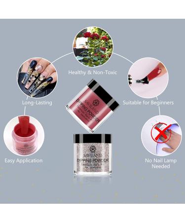 10 Colors Saviland Dip Powder Nail Kit - Glitter Brown Nude Black White Dipping Powder French Manicure Set - Includes Base, Top Coat, Activator Brush - No Nail Lamp Needed - Buy Online on GoSupps.com