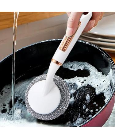 Shakven Stainless Steel Dish Scrubber Brush Stainless Steel Bristles Dish Scrub | Reusable Tile Cleaning Scrubber Brush for Countertops Cutting Boards Dishes White B - Buy Online on GoSupps.com