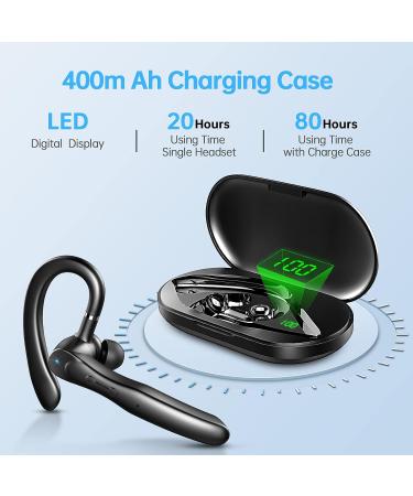 2023 Bluetooth Headset Wireless Earpiece | Clear Call with 2 ENC Microphone | 80Hrs Playtime | Hands-Free Earbuds for Driving/Business | IOS/Android Compatible | Black - Buy Online on GoSupps.com