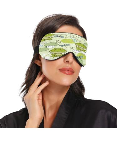 Cartoon Frogs Dragonflies Sleeping Eye Mask | Adjustable Strap | Breathable Blackout Comfort | Men & Women - Buy Online on GoSupps.com