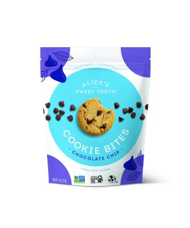 Alice's Sweet Tooth Chocolate Chip Cookie Bites - Gluten-Free, Vegan, Crispy Mini-Cookies - Dairy-Free, Grain-Free, Plant-Based, Kosher  5.5 ounces