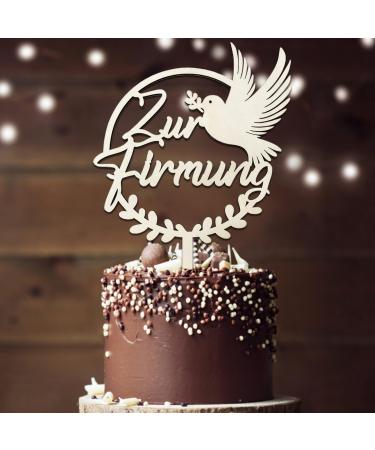 Confirmation cake decoration cake topper for confirmation made of wood confirmation decoration cake confirmation decoration boy girl for confirmation cake topper - Buy Online on GoSupps.com