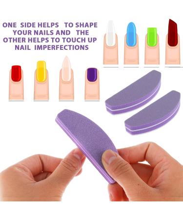 10 Pieces Professional Nail File Set - 100/180 Grit Washable Double-Sided Buffer for Gel Nails - Perfect for Nail Studios & Home Use - Purple - Buy Online on GoSupps.com