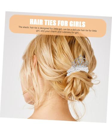 hair accessories elastic hair tie pearl hair scrunchies pearl crown hair scrunchies pearl hair tie with crown pearl beaded hair tie crown hair tie child alloy plastic rubber band - Buy Online on GoSupps.com