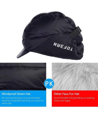 Tofern Winter Down Bomber Hat with Ear Flaps | Unisex Trapper Ushanka Aviator Cap Black Large - Buy Online on GoSupps.com
