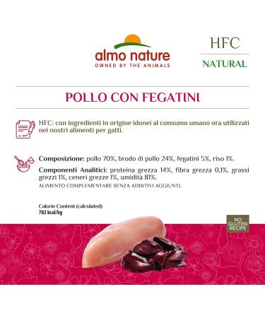 Almo Nature HFC Natural Wet Food for Adult Cats - Chicken & Liver 24 x 70g Packs - Premium International Shipping - Buy Online on GoSupps.com