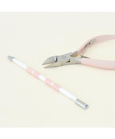 Professional Stainless Steel Cuticle Pusher Tool for Manicure & Pedicure - Pink & White - Stocking Stuffers - Use with Cutter or Trimmer - Buy Online on GoSupps.com