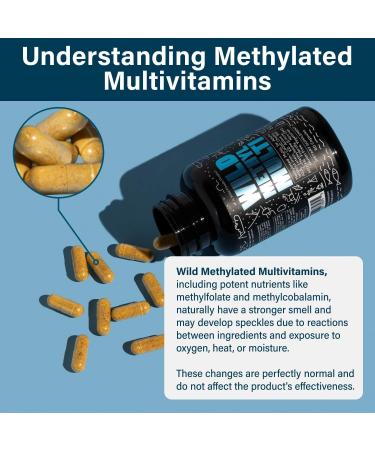 Wild Methylated Multivitamin for Women & Men | Daily Multi Vitamin | MTHFR Supplement Without Iron | Methylated B12 Folate Vitamin C A K2 D E Choline Biotin ALA CoQ10 & More (60 Capsules) 60 Count (Pack of 1) Men/  - Buy Online on GoSupps.com