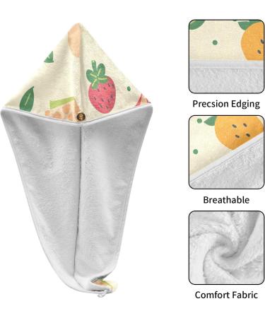 Strawberry Kiwi Fruit Hair Towel Set - Super Absorbent Quick Dry Turbans for Women & Girls | 2 Pack - Buy Online on GoSupps.com