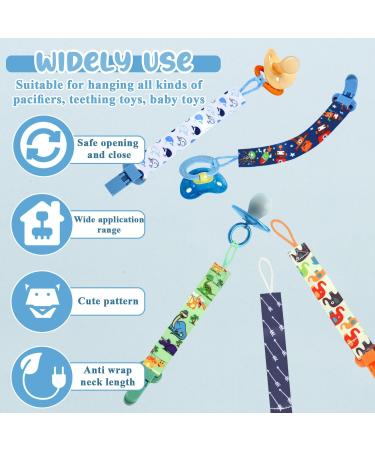 8Pcs Personalised Dummy Clip Set for Boys | Silicone Ring Adapter | Baby Pacifier Holders | Soother Clips Chain | Newborn Essentials Blue - Buy Online on GoSupps.com