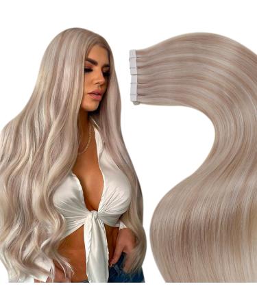 Laavoo invisible tape in extensions real hair blond highlight real hair extensions tape blond blond blond remy hair extension real hair tape in extensions smooth 50g 20pcs #p18/613 35cm 35pcs 2.2 #18/613
