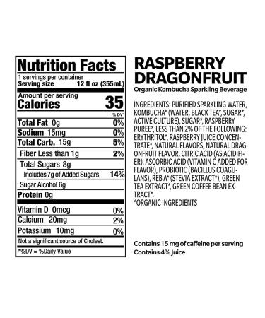 KE Organic Kombucha Cans - Raspberry Dragonfruit Flavor - 12oz - Pack of 12 - Buy Online on GoSupps.com