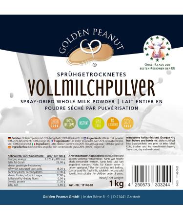 Buy GOLDEN PEANUT Whole Milk Powder Spray Dried 1kg - Ideal for Baking & Ice Cream | Premium Dry Milk Powder for International Shipping - Buy Online on GoSupps.com